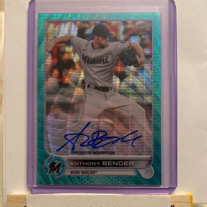 2022 Topps Chrome Anthony Bender Aqua Wave Refractor /199 trading card