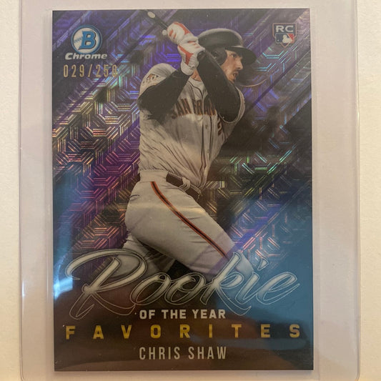 2019 Bowman Chrome Chris Shaw Purple Mojo trading card