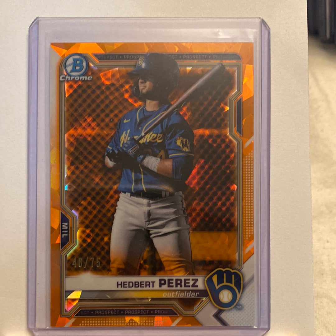 2021 Bowman Chrome Sapphire Hedbert Perez Orange /75 trading card