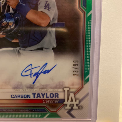 2019 Bowman Chrome Carson Tanner Green Autographed trading card