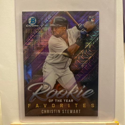 2019 Bowman Chrome Christin Stewart ROYF Purple Mojo trading card