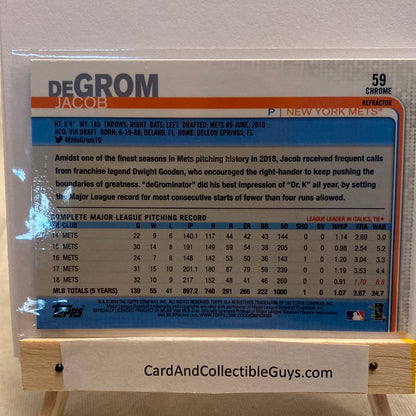 2019 Topps Chrome Jacob DeGrom trading card lot of 2 cards