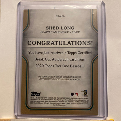 2020 Topps Tier One Shed Long Autographed /299 trading card