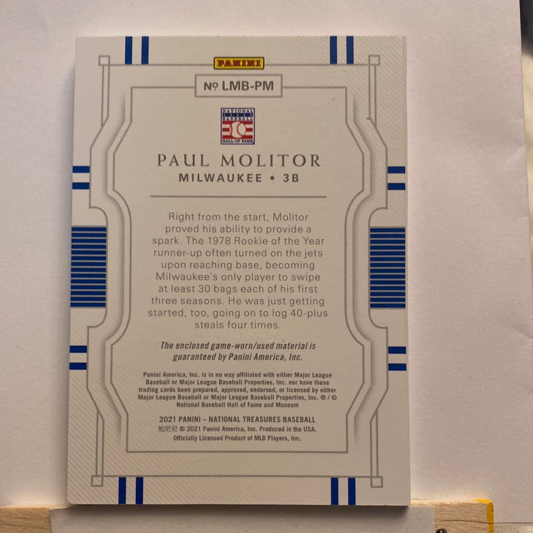 2021 Panini Paul Molitor Relic booklet trading card