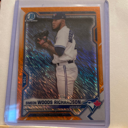 2021 Bowman Chrome Simeon Woods Richardson Orange Shimmer trading card