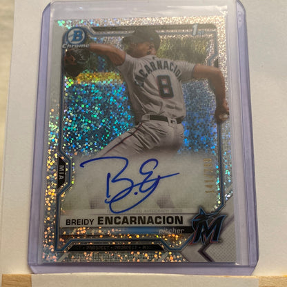 2021 Bowman Chrome  Breidy Encarnacion Speckle Refractor /299 Autographed trading card