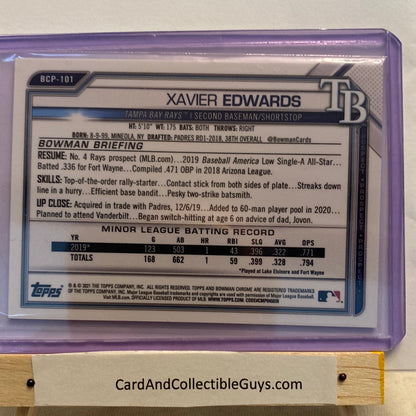 2021 Bowman Chrome Sapphire Xavier Edwards Orange parallel /75 trading card