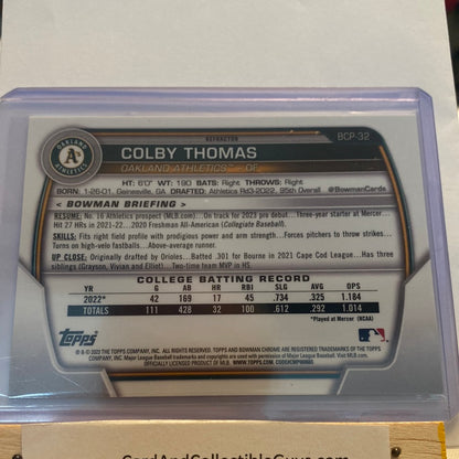 2023 Bowman Chrome Colby Thomas Lunar Refractor trading card