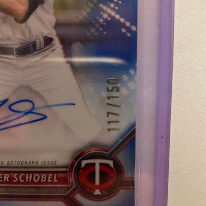 2022 Bowman Chrome Tanner Schobel Autographed Blue Wave trading card