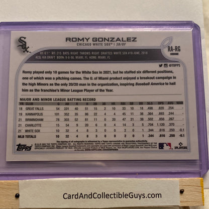 2022 Topps Chrome Romy Gonzalez Autographed trading card