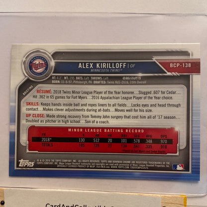 2019 Bowman Chrome Alex Kirilloff trading card