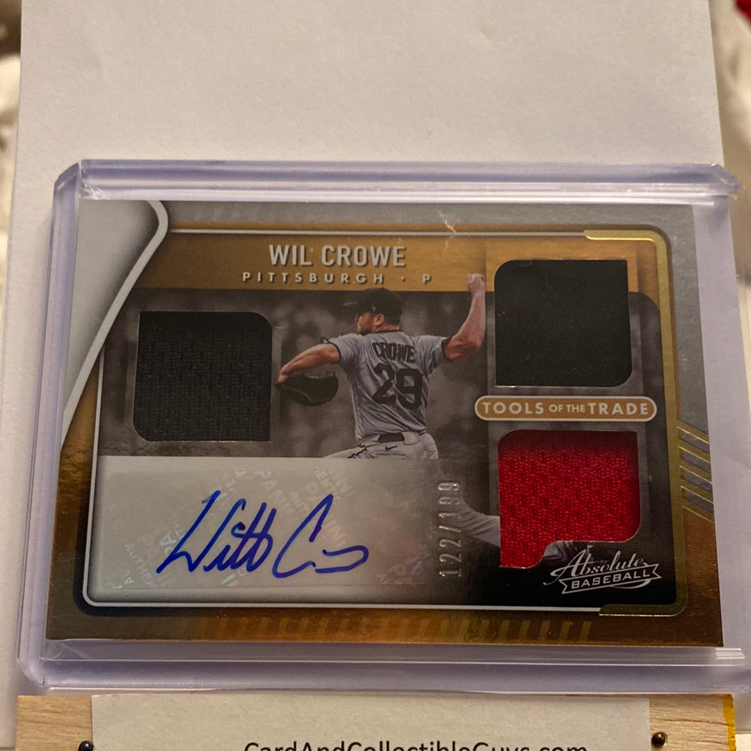 2022 Panini Absolute Wil Crowe Triple relic and autograph /199 trading card