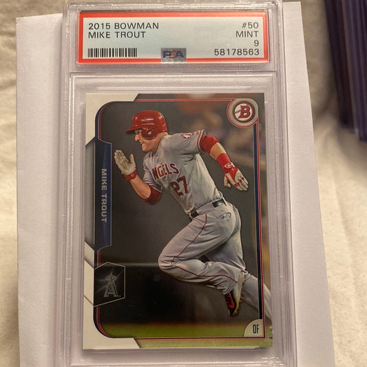 2015 Bowman Mike Trout PSA 9 trading card