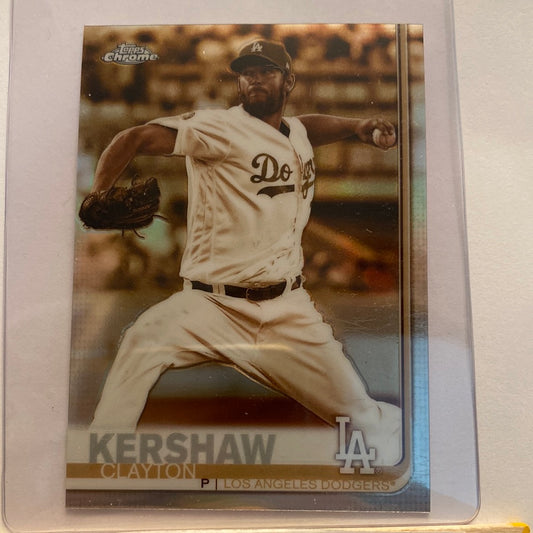 2019 Topps Chrome Clayton Kershaw Sepia Refractor trading card