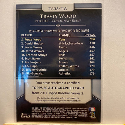 2011 Topps Series 2 Travis Wood Autographed trading card