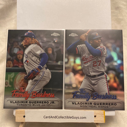 2019 Topps Chrome Vladimir Guerrero Jr/Sr 2 card lot Family Business trading card