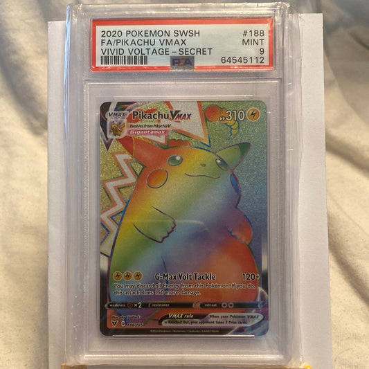 Pokémon TCG Pikachu VMAX Vivid Voltage Secret Rare PSA9