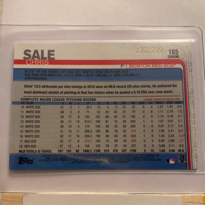 2019 Topps Chrome Chris Sale Purple Refractor trading card