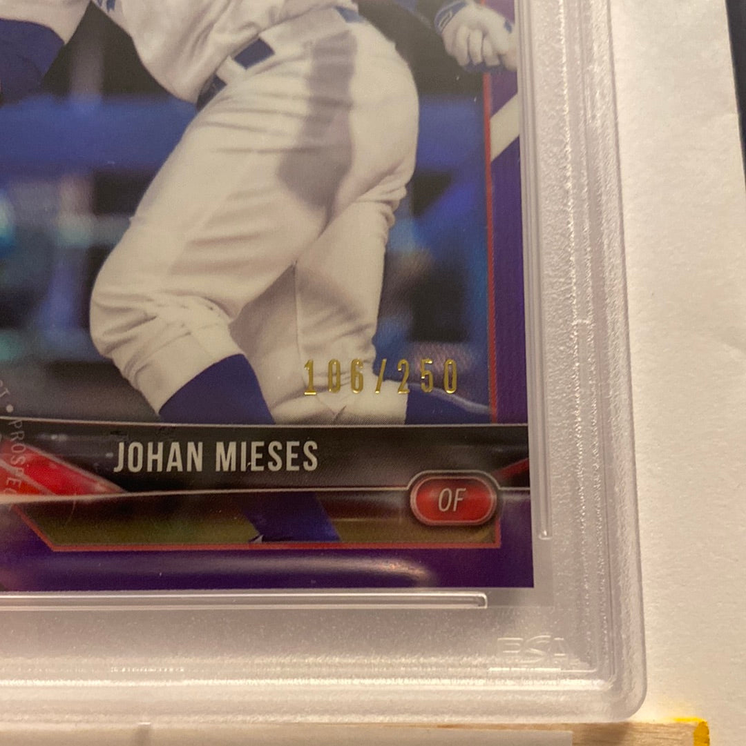 2018 Bowman Chrome Johan Mieses Purple /250 PSA9 trading card