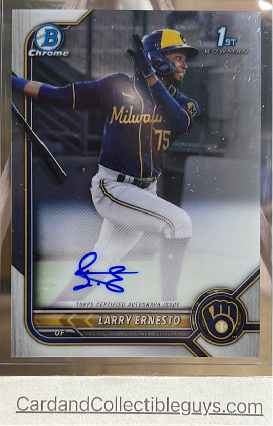 2022 Bowman Chrome Larry Ernesto Auto Trading Card