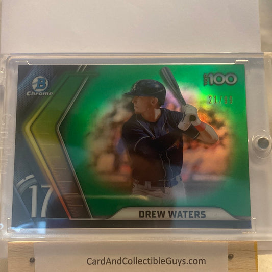 2022 Bowman Chrome Drew Waters Top 100 Green trading card