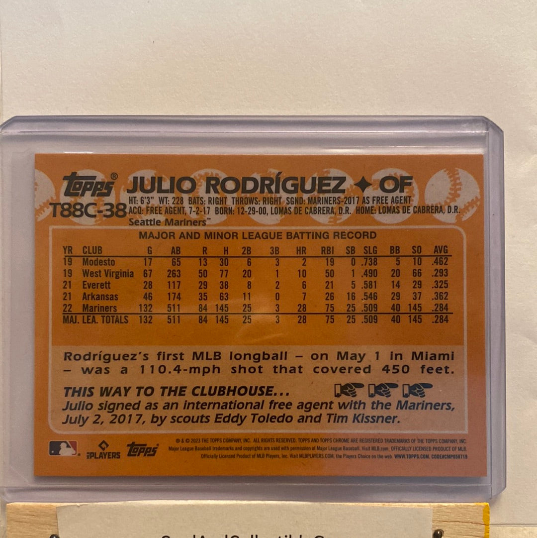 2023 Topps Chrome Julio Rodriguez Mojo refractor trading card