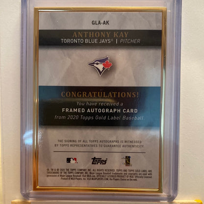 2020 Topps Gold Label Anthony Kay Framed Autographed trading card