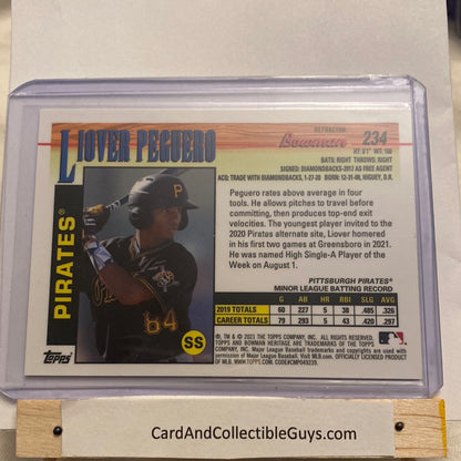 2021 Bowman Heritage Liover Peguero refractor trading card