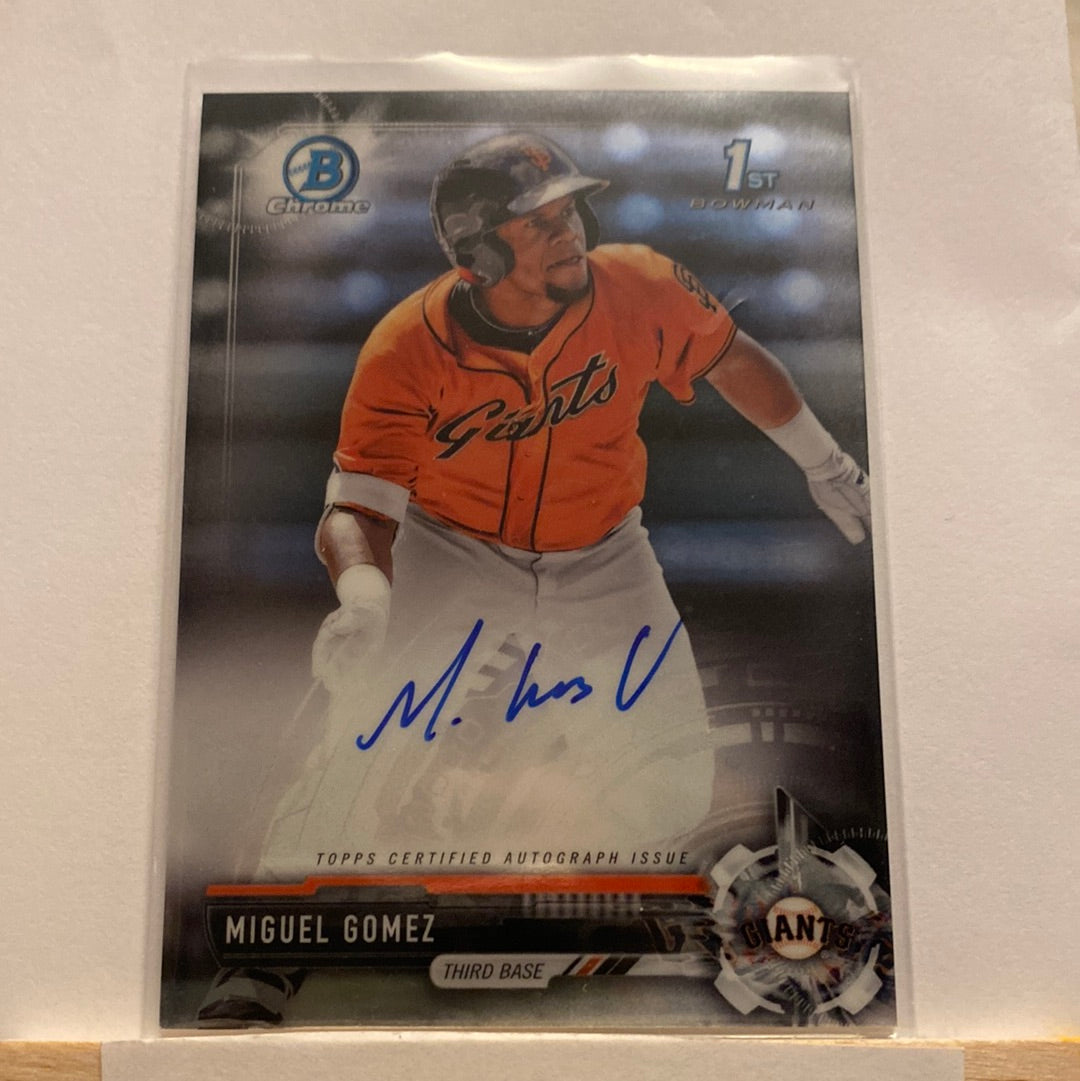 2017 Bowman Chrome Miguel Gomez Autographed trading card