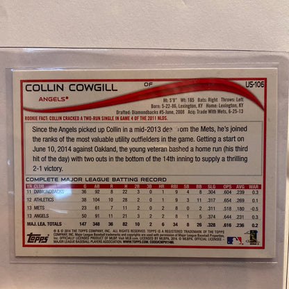 2014 Topps updated Collin Cowgill Autographed trading card