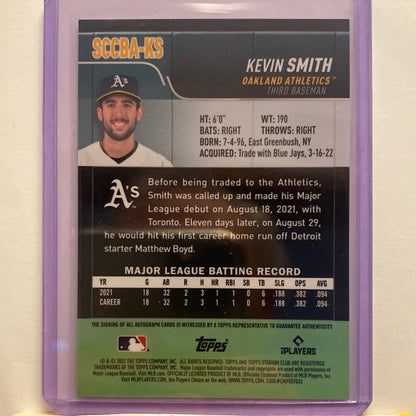 2022 Topps Chrome Stadium Club Kevin Smith Autographed trading card