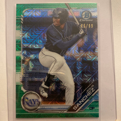 2019 Bowman Chrome Jesus Sanchez Green Mojo trading card