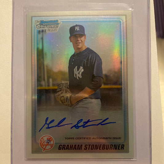 2010 Bowman Baseball Chrome Graham Stoneburner Autographed Trading Card