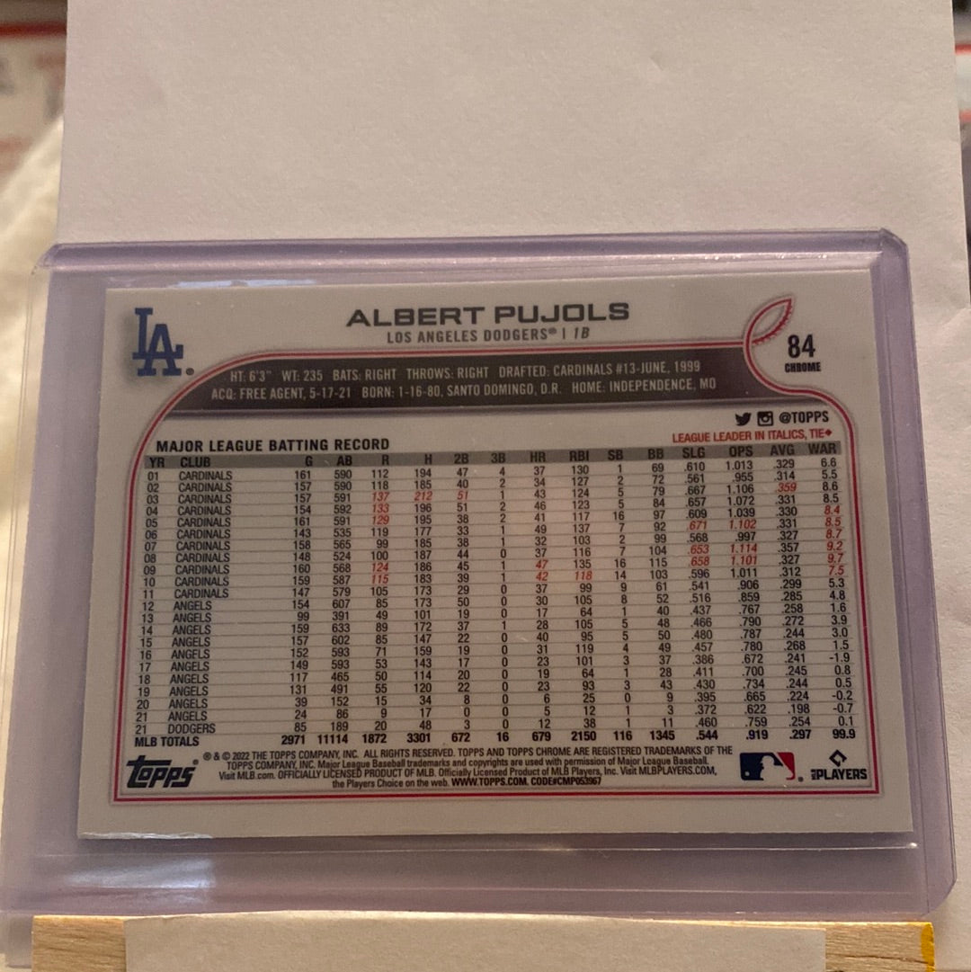 2022 Topps chrome Albert Pujols X-Fractor trading card