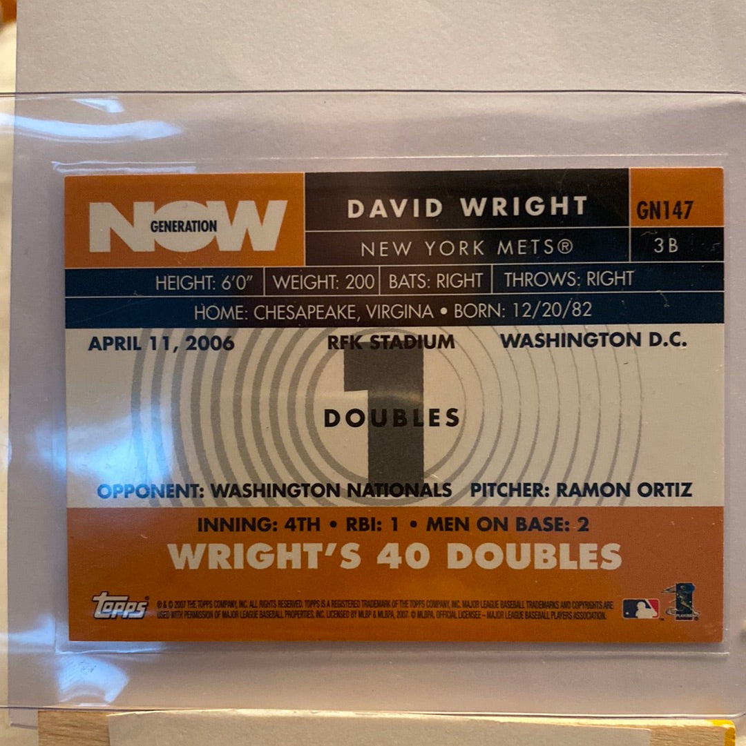 2007 Topps Generation Now David Wright trading card