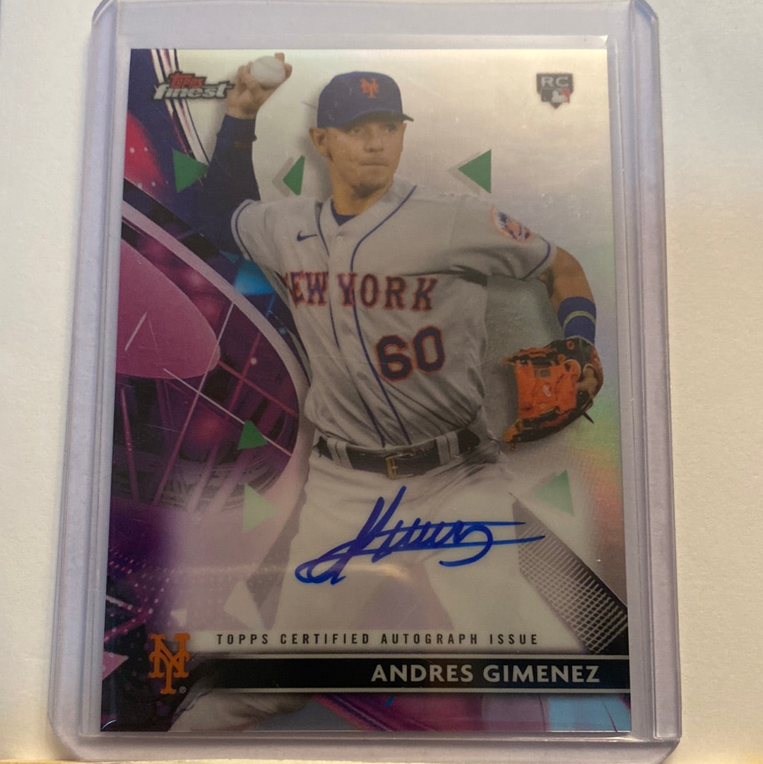 2021 Topps Finest Andres Gimenez Autographed refractor trading card