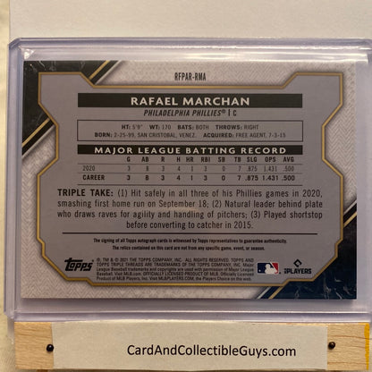 2021 Topps Triple Threads Rafael Marchan relic/Auto /99 trading card