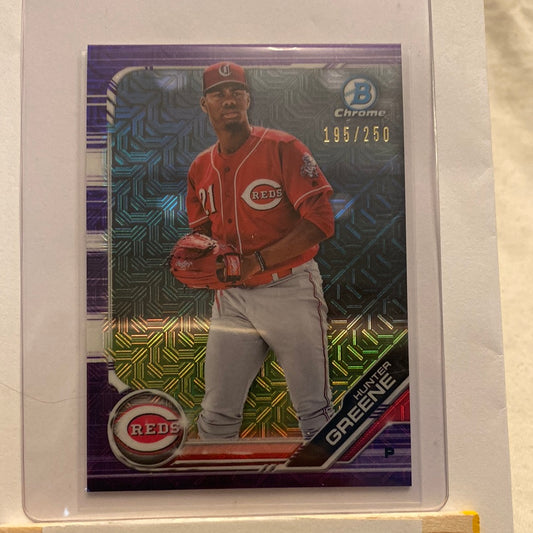 2019 Bowman Chrome Hunter Greene Purple Mojo /250 trading card