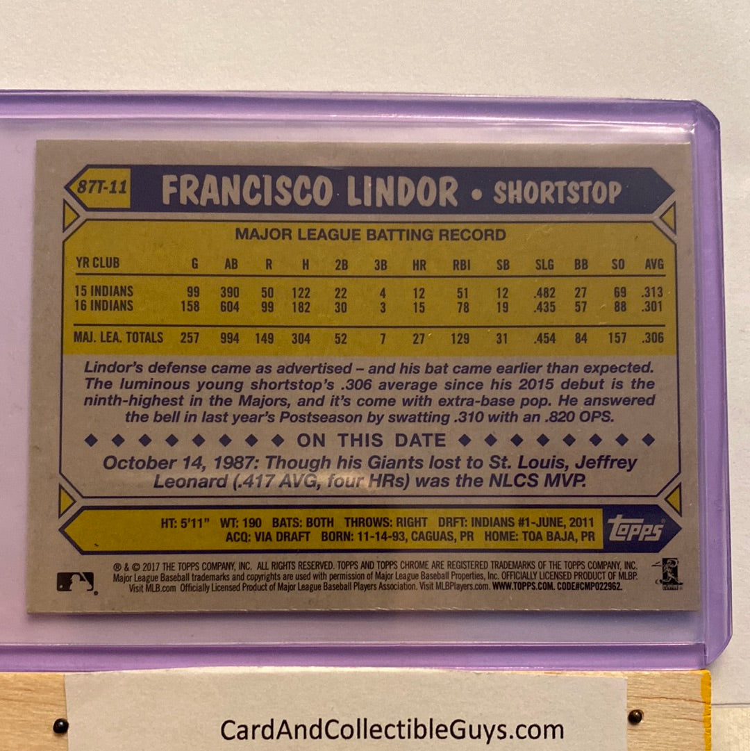 2017 Topps Chrome Francisco Lindor 1987 Parallel trading card