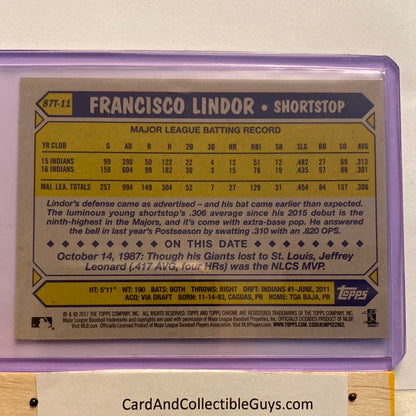 2017 Topps Chrome Francisco Lindor 1987 Parallel trading card