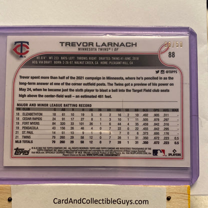 2022 Topps Chrome Ben Baller Trevor Larnach /50 trading card