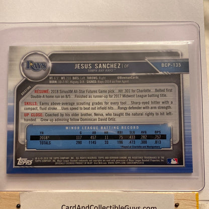 2019 Bowman Chrome Jesus Sanchez Purple Mojo trading card