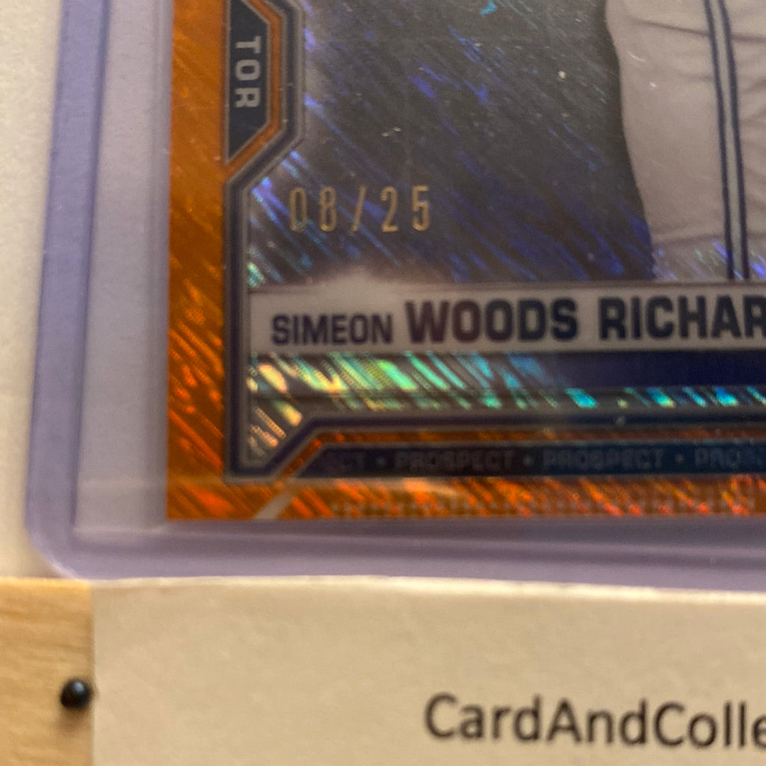 2021 Bowman Chrome Simeon Woods Richardson Orange Shimmer trading card