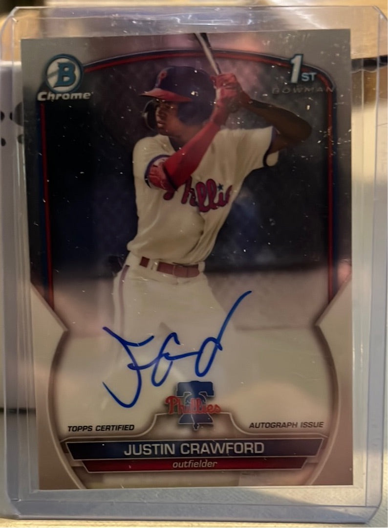 2023 Bowman Baseball Justin Crawford Autograph Chrome Trading Cards