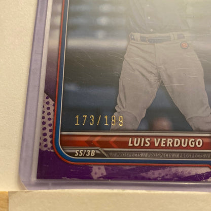 2021 Bowman Prospect Luis Verdugo Purple trading card