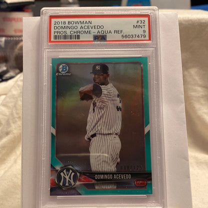 2018 Bowman Chrome Aqua Ref. Domingo Acevedo Trading Card PSA9