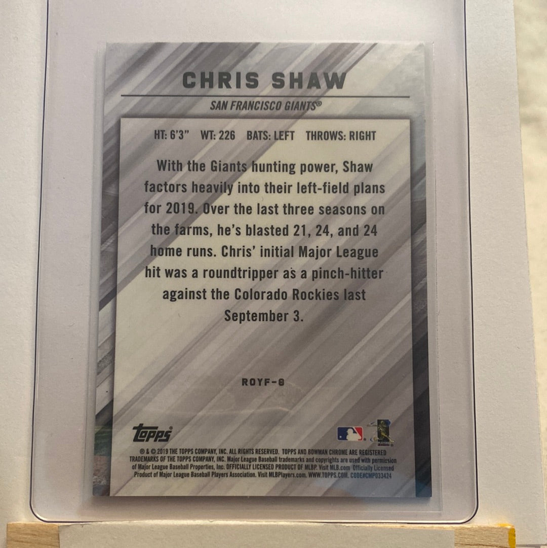 2019 Bowman Chrome Chris Shaw Purple Mojo trading card