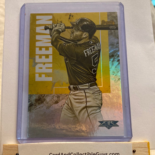 2019 Topps Fire Freddie Freeman Gold minted trading card