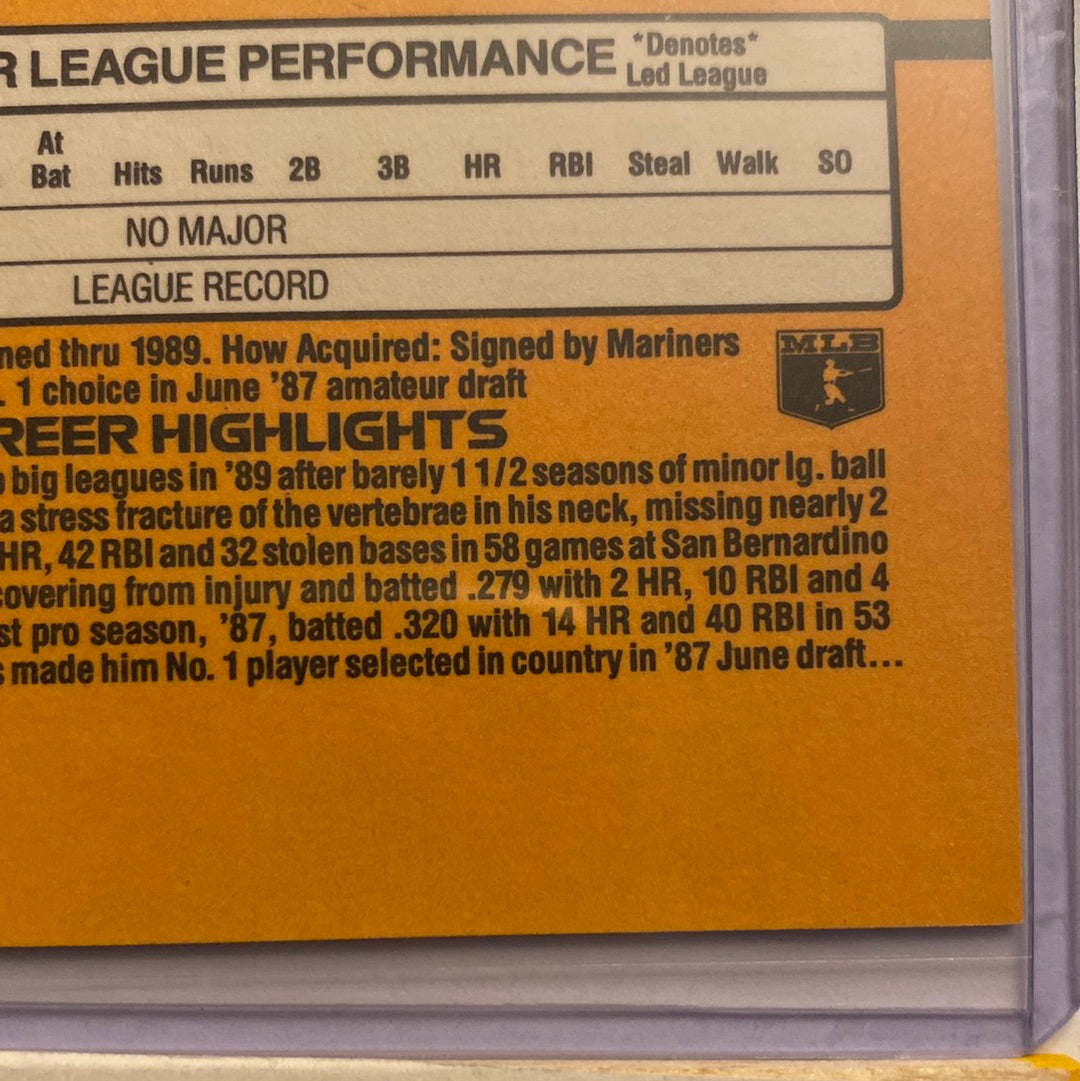 1989 Donruss Ken Griffey Jr. Rated Rookie trading card