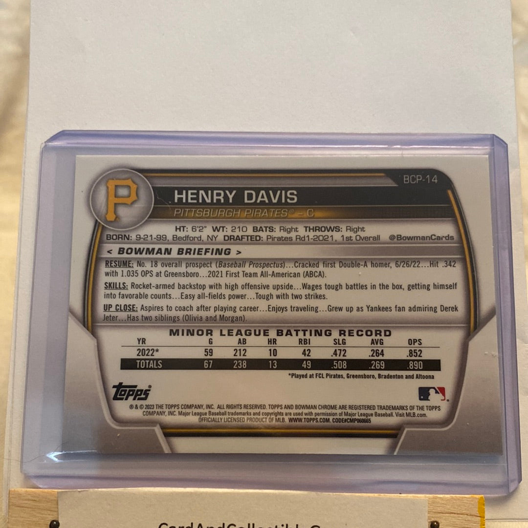 2023 Bowman Chrome Henry Davis Atomic Refractor trading card